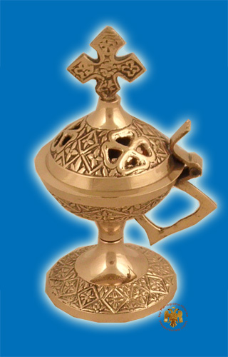Orthodox Metal Incense Burner Flower Brass H:12x5cm